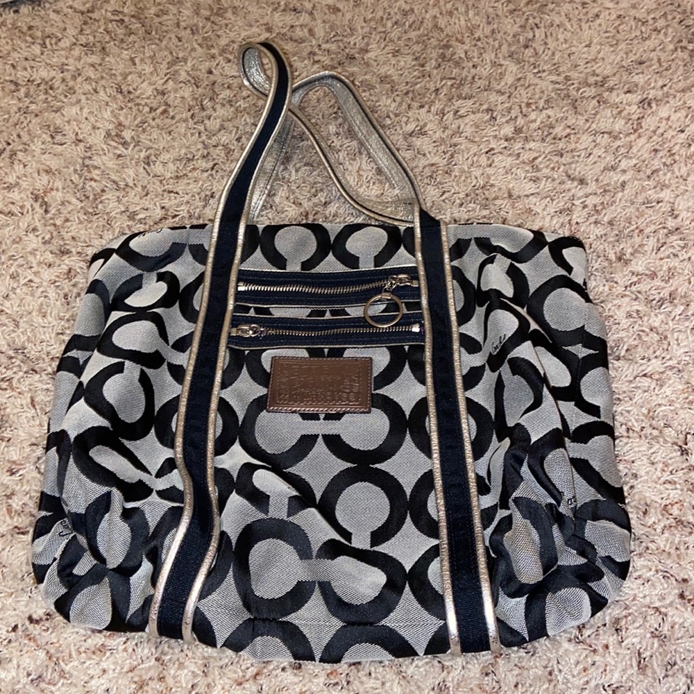 Coach bag silver and black
